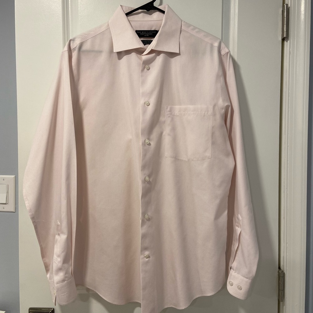 Mens Pink and White Gingham Bloomingdales Shirt